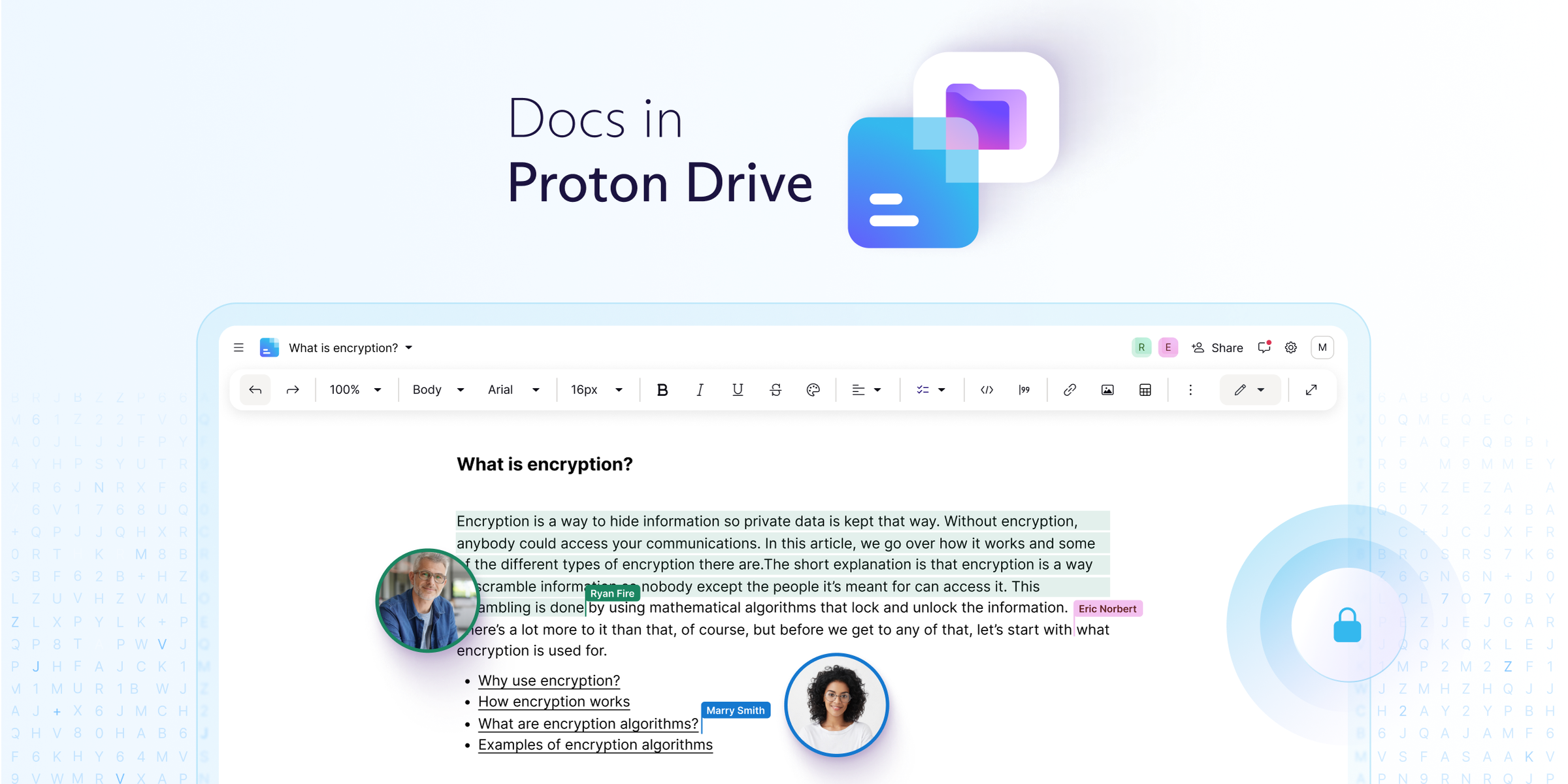 A screenshot of multiple editors in Proton Docs.